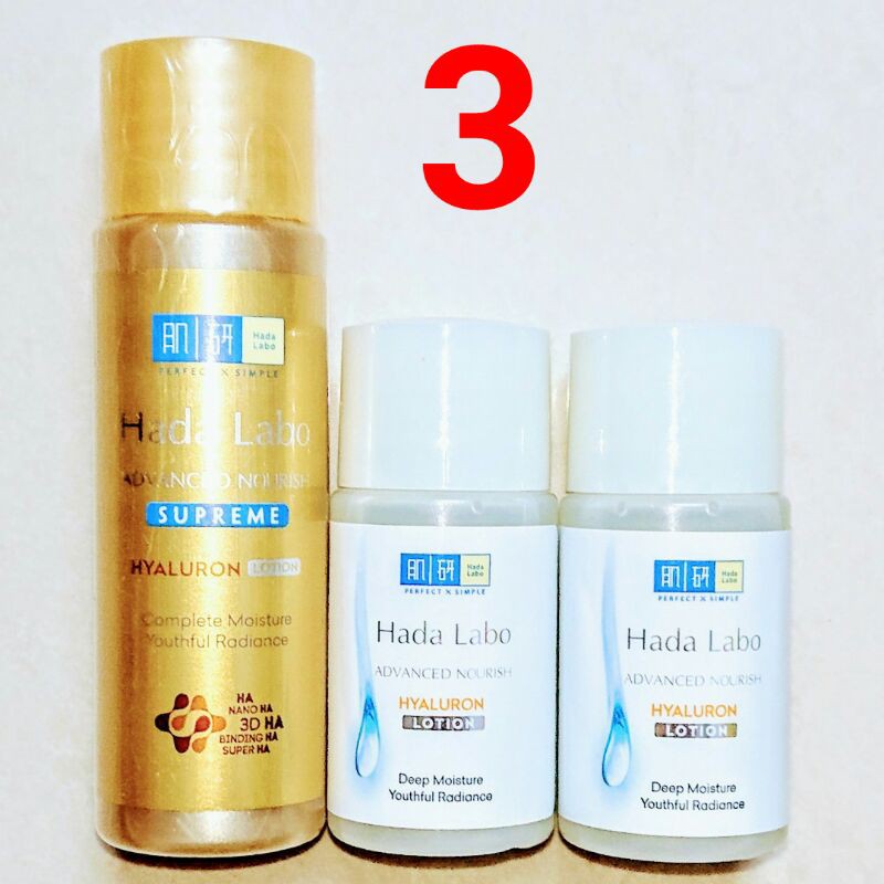 Combo tẩy trang, sữa rửa mặt, lotion Hadalabo / mẫu thử