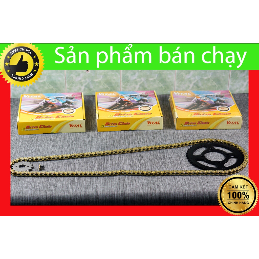 Nhông sên dĩa Ex 135 /EXCITER 135 / Ex135 SÊN VÀNG 9 ly hiệu VITAL- NSD, xích đĩa tải chính hãng Thái Lan