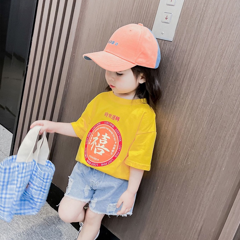 Áo Thun Tay Lỡ Vải cotton Họa Tiết Hoạt Hình Dễ Thương Cho Bé Gái