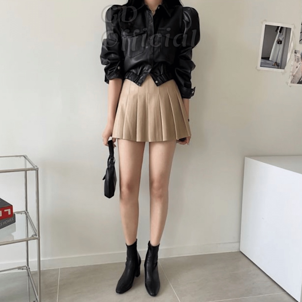 K104|Áo khoác da PU cá tính dáng ngắn croptop trẻ trung cho nữ màu đen, nâu GD Official