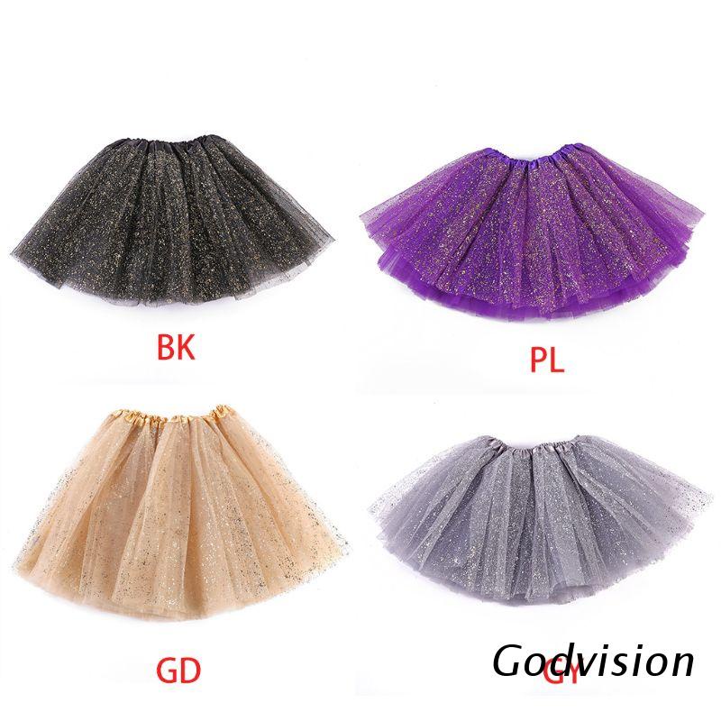 Chân váy tutu 3 lớp phối lưới đính kim sa lấp lánh cho bé gái 0-8 tuổi
