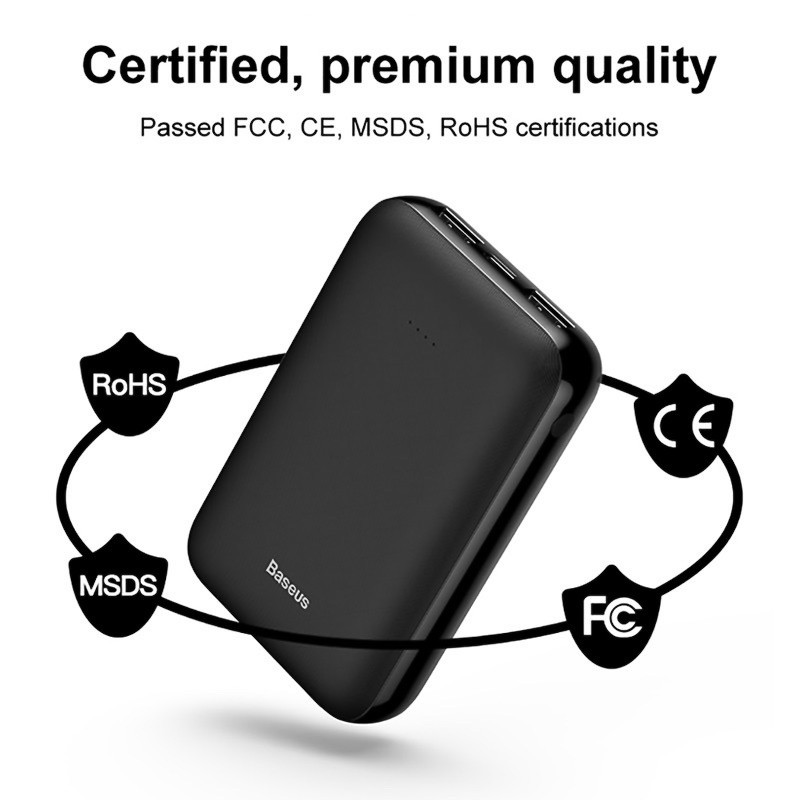 Pin sạc dự phòng siêu nhỏ Baseus mini JA 2.1A 10000mAh 2 cổng USB cho iPhone, Samsung, LG,..