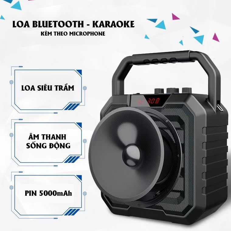 Loa karaoke bluetooth W-King ViMu K1 40W kèm micro, Loa karaoke mini công suất lớn chính hãng bảo hành 12 tháng