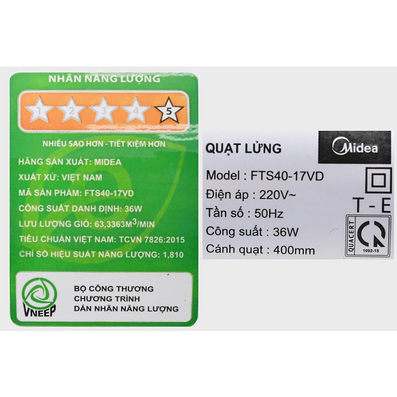 Quạt cây đứng Midea FTS40-17VD, bảo hành chính hãng 12 tháng toàn quốc