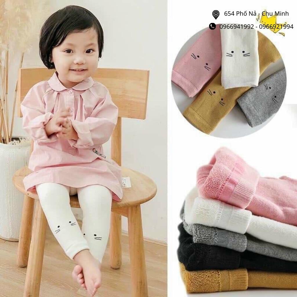 Quần Tất Xù Hình Mèo - Legging Len Xù Dày Dặn Siêu Ấm Cho Bé Gái Từ 6 Tháng Đến 2 Tuổi