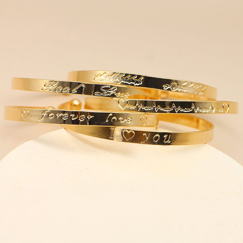 Set 5 Vòng Tay Hợp Kim Mạ Vàng / Bạc Khắc Chữ Love Thời Trang