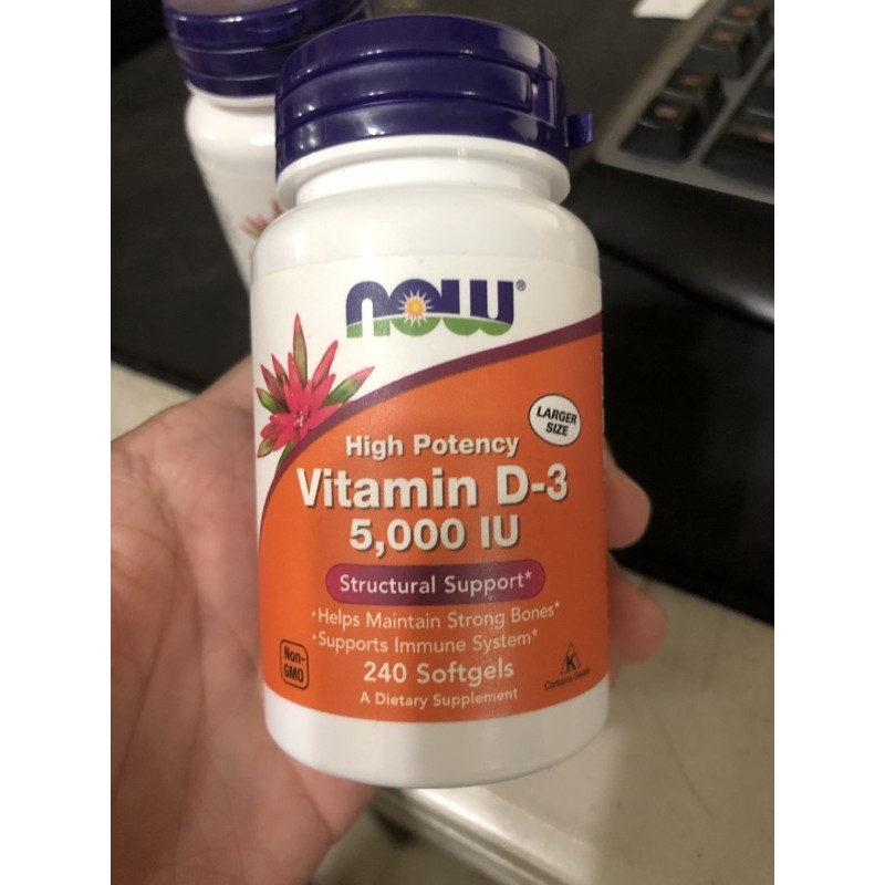 VITAMIN D3 5000IU |Viên Uống Now Cung Cấp Vitamin D3 5000IU [240 Viên] - Chính Hãng Tại Shape Store | Thế Giới Skin Care