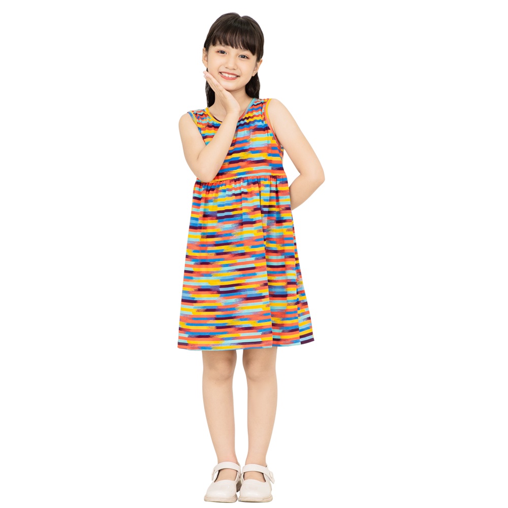 Đầm Bé Gái Cổ Tròn Sát Nách, GUKID từ 18-40 kg - chất liệu THUN COTTON 4 chiều