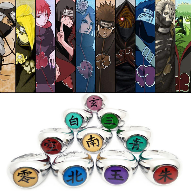 Set 10 Nhẫn Phong Cách Hoạt Hình Naruto
