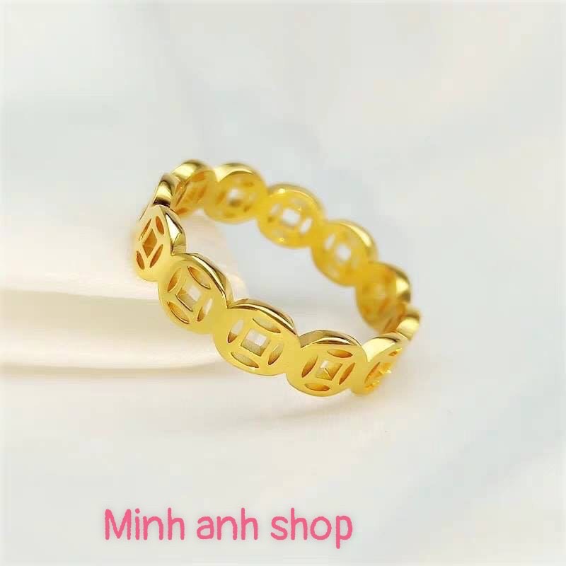 Nhẫn Kim tiền Mạ vàng , hút tài lộc, May mắn -minhanhshop