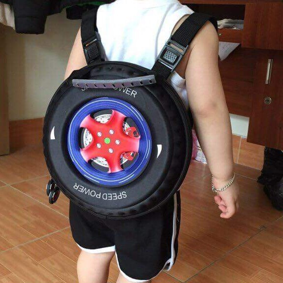 Ba lô hình bánh xe cho bé (Xanh)