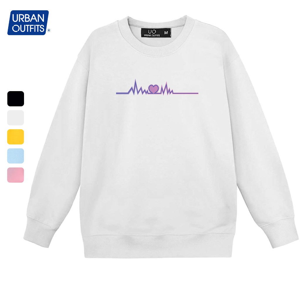 Áo Sweater Form Rộng Nữ Nam URBAN OUTFITS In Nhịp Tim BOT SWO23 Thun Cotton Nỉ 4 Chiều Local Brand