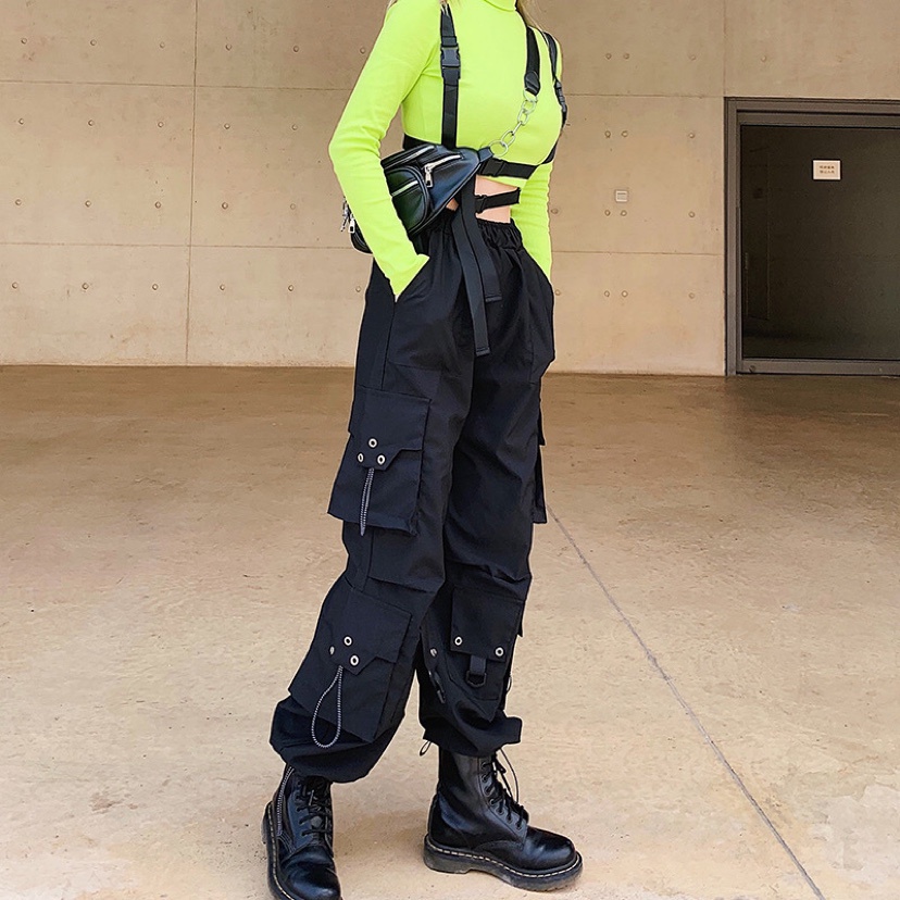 Quần jogger boxpant nhiều túi hộp ống suông nam nữ, quần nhảy hiphop phong cách Châu Âu