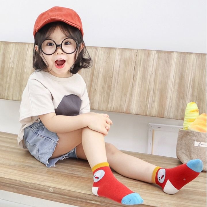 Set 5 Đôi Tất Cottong Cao Cổ Co Giãn 4 Chiều Mềm Mại Êm Chân Cho Bé Từ 1 Đến 12 Tuổi