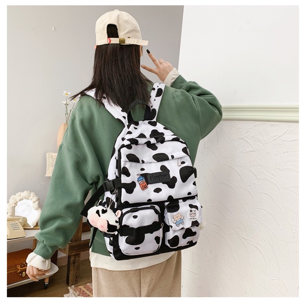 Balo bò sữa Ulzzang nam, nữ vải canvas chống nước 621BOS