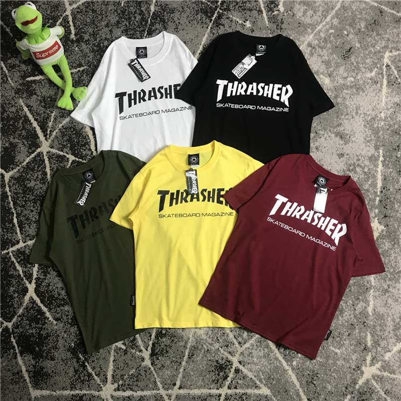 Áo Thun Tay Ngắn In Chữ Thrasher Cá Tính Cho Nam Và Nữ