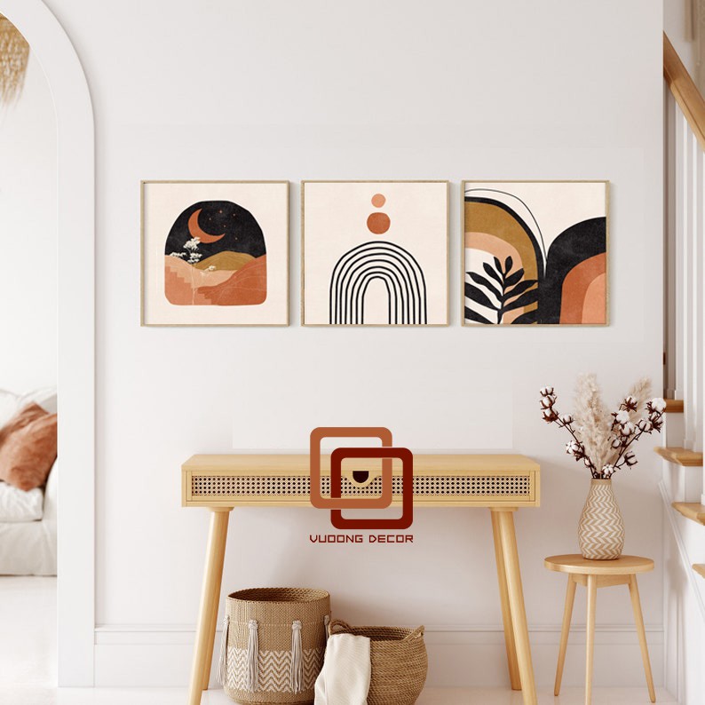 10 mẫu bộ 3 tranh treo tường hiện đại, tranh canvas có đinh và móc tặng kèm.