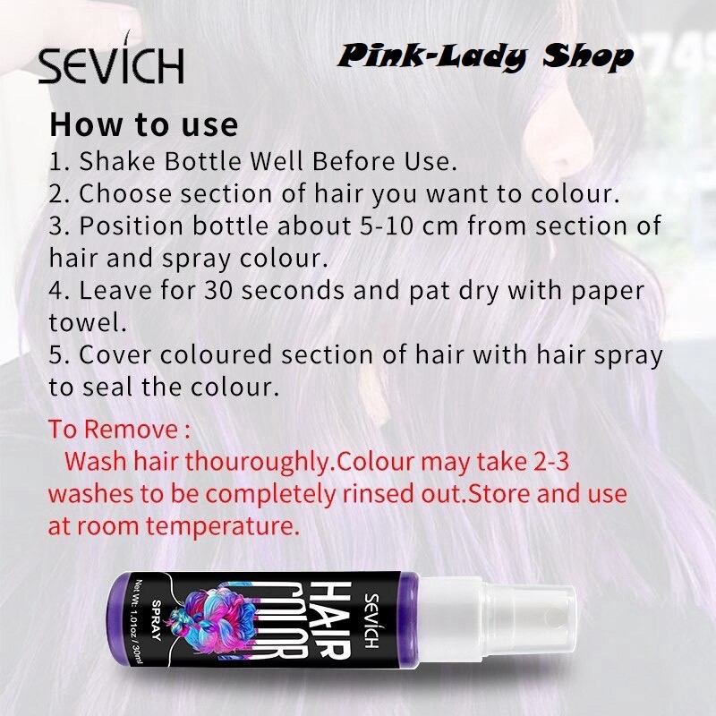 Chai Gôm Xịt Tóc Mầu Xám Khói Đổi Mầu Tóc Tạm Thời Sevich 30ml/hộp Giữ Nếp, Đổi Mầu Tóc.