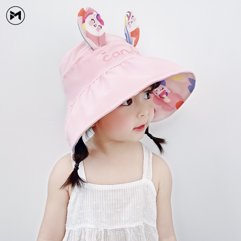Mũ Lưỡi Trai Nửa Đầu Che Nắng In Họa Tiết Thỏ Dành Cho Bé