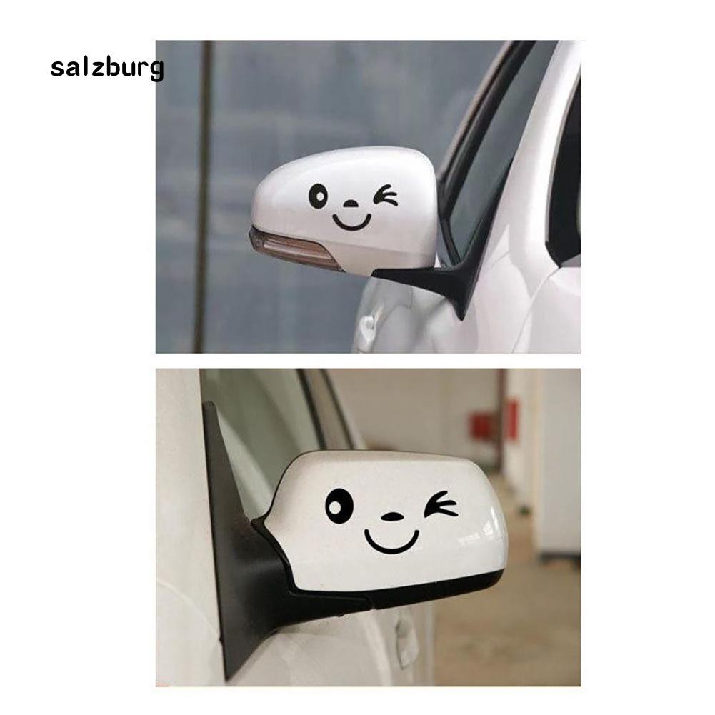Cặp miếng dán trang trí kính chiếu hậu xe ô tô hình mặt cười đáng yêu | BigBuy360 - bigbuy360.vn