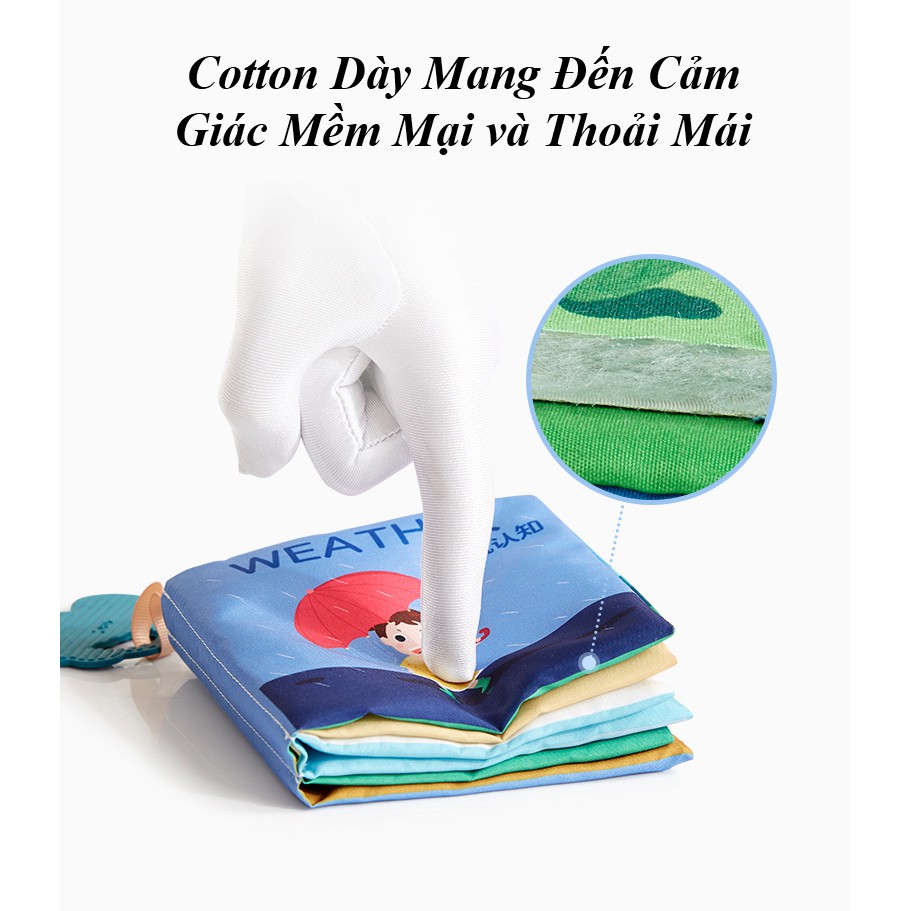 Bộ Sách Vải 6 Chủ Đề Phát Triển Thị Giác, Xúc Giác, Thính Giác, Giúp Trẻ Phát Triển Trĩ Não - KUB