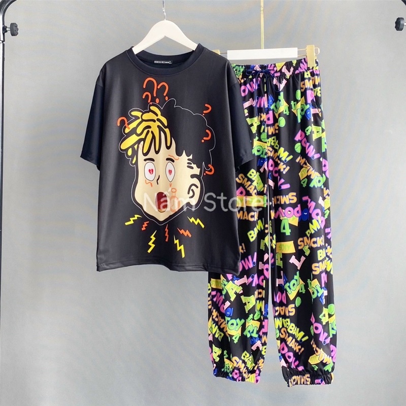 Quần Jogger In Hoạ Tiết Hoạt Hình Ống bo - Quần Cartoon Unisex Nam Nữ mặc nhà