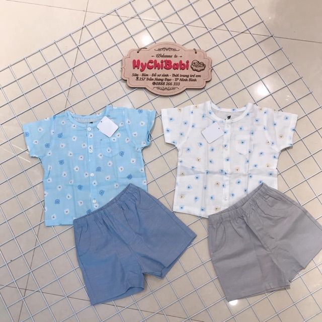 [Lullaby] Bộ cộc tay CAO CẤP cài giữa Chất Xô mát-Vân Thoáng (size 6m-4Y)