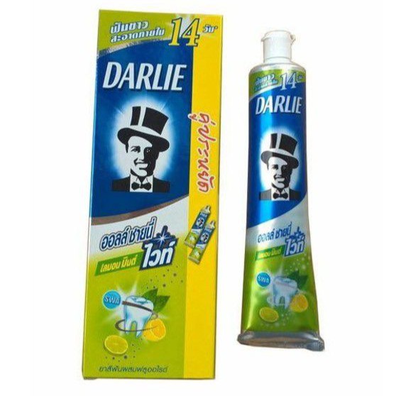 Kem Đánh Răng Darlie Chanh Bạc Hà Ông Tây Đen Thái Lan - 140gr (hộp 2 tuýp)