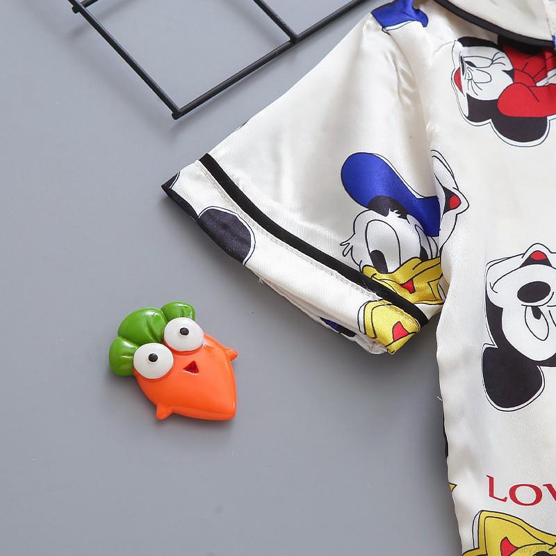 Bộ Đồ Ngủ Pijama Gồm 2 Món Áo Tay Ngắn Và Quần Short Dành Cho Bé Trai / Gái