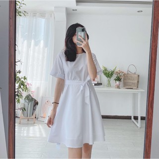 [V7687] Váy xoè cộc tay trắng