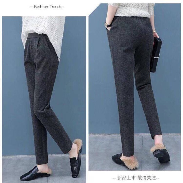 QUẦN DẠ NỮ BAGGY_CẠP CHUN NỬA _chất dạ chéo đẹp