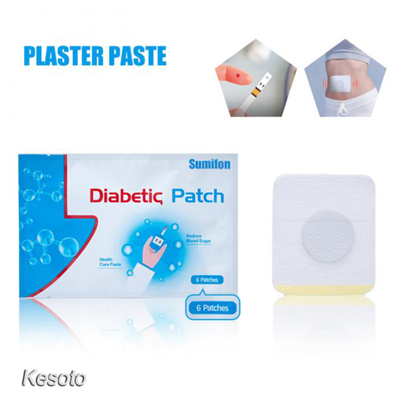 [KESOTO]6 Pcs/1Bag Diabetes Plasters Natural Herbs Diabetic Plaster Diabetes Patch