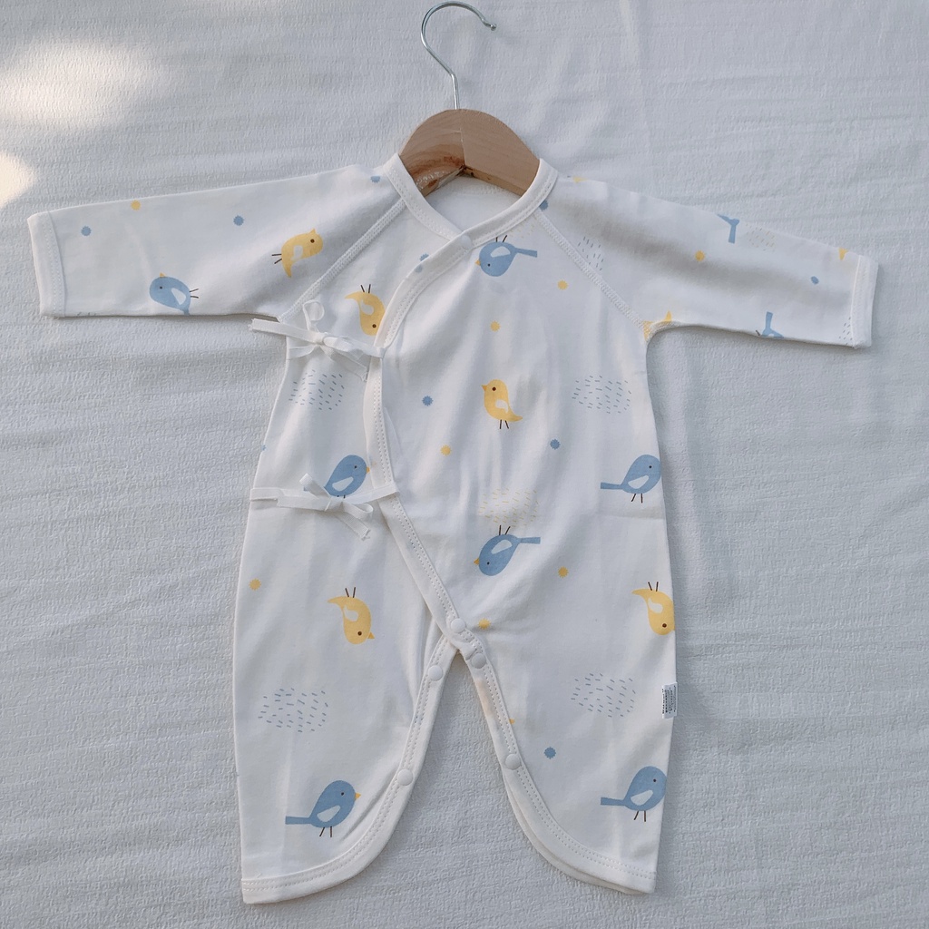 bodysuit vạt chéo pyjama cho bé cho bé 0-6 tháng tuổi vải cotton hoạ tiết đáng yêu