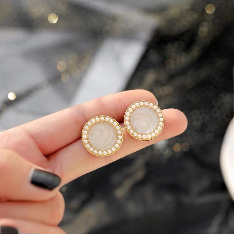 Hoa tai đính hạt dạng tròn nữ tính - Maben