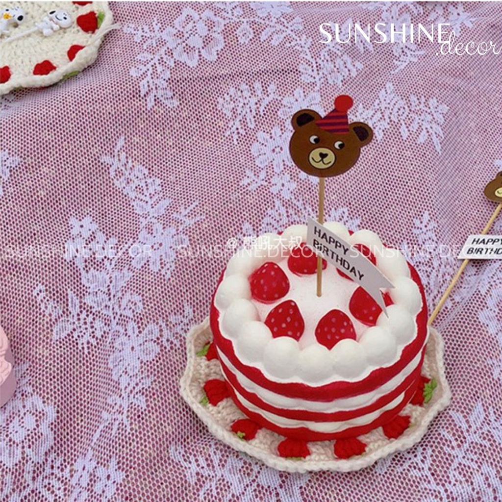 Mô hình bánh kem gato sinh nhật trang trí cửa hàng, phụ kiện chụp ảnh picnic