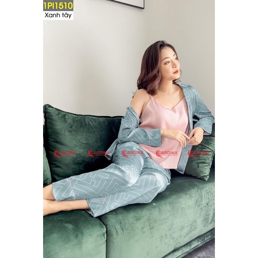 Bộ pijama lụa sattin cao cấp cardina kết hợp áo 2 dây