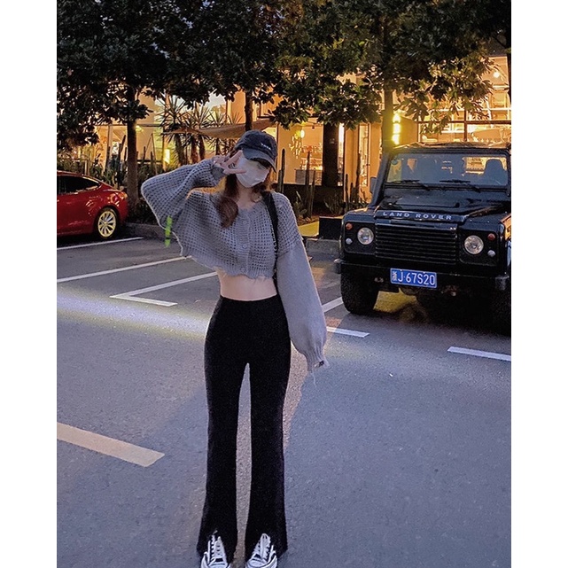 Áo Len Dáng Croptop Kiểu Rách
