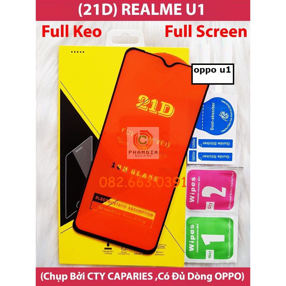 Kính cường lực Oppo Realme U1 full màn hình 9H bền chuẩn