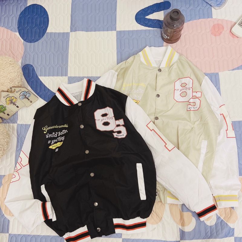 Khoác dù bomber unisex nam nữ tay phối