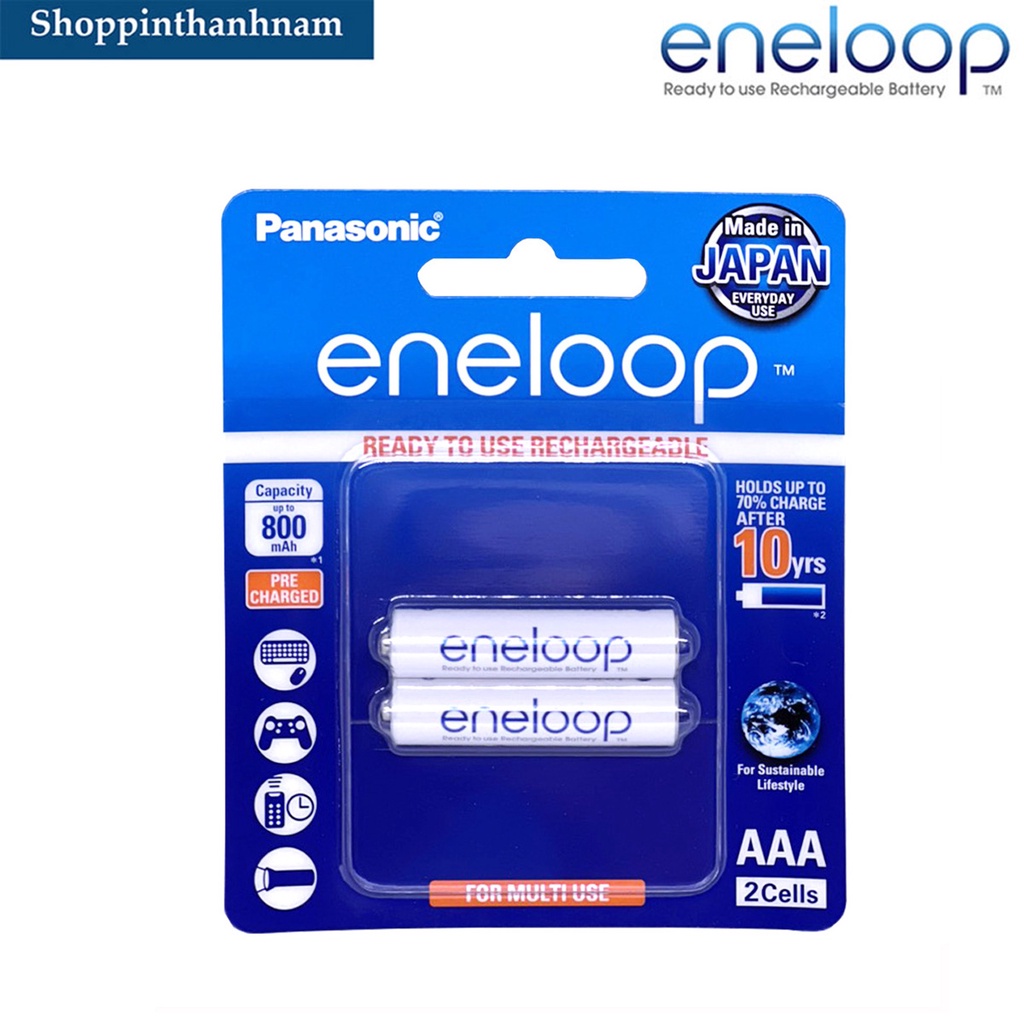 Pin sạc AAA Eneloop Panasonic 800mAh vỉ 2 viên chính hãng