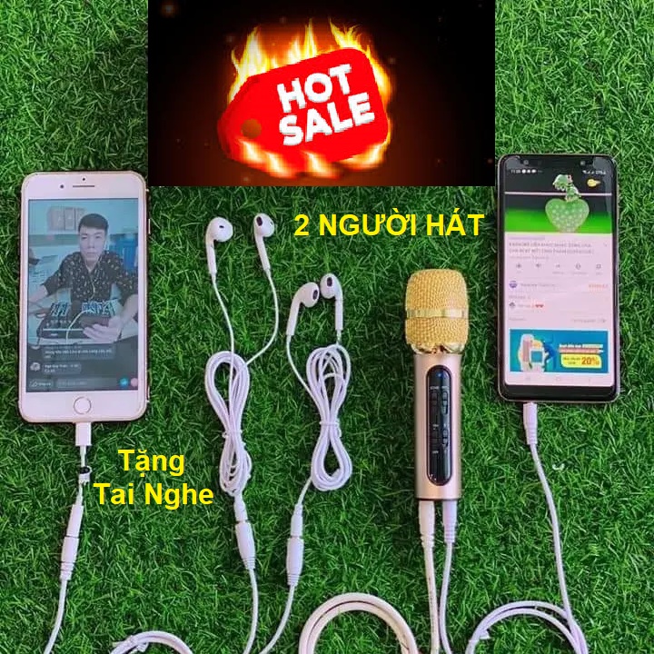 Micro C11 Bản Nâng Cấp Hát 2 Người, Mic Thu Âm Bắt Xa 2m - Hát Live Stream,Karaoke Online - Tặng Tai Nghe