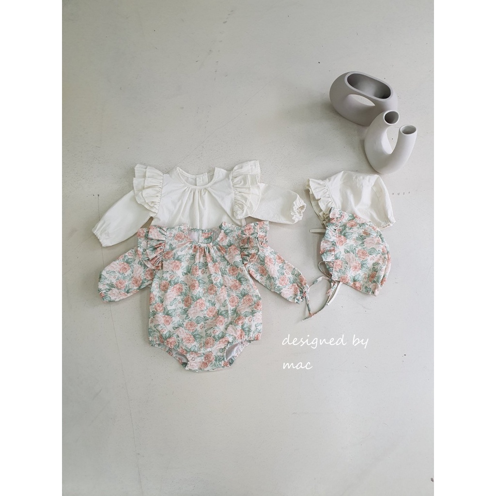 SET SUIT KÈM MŨ BONET CÁNH TIÊN MADE IN KOREA CHO BÉ GÁI