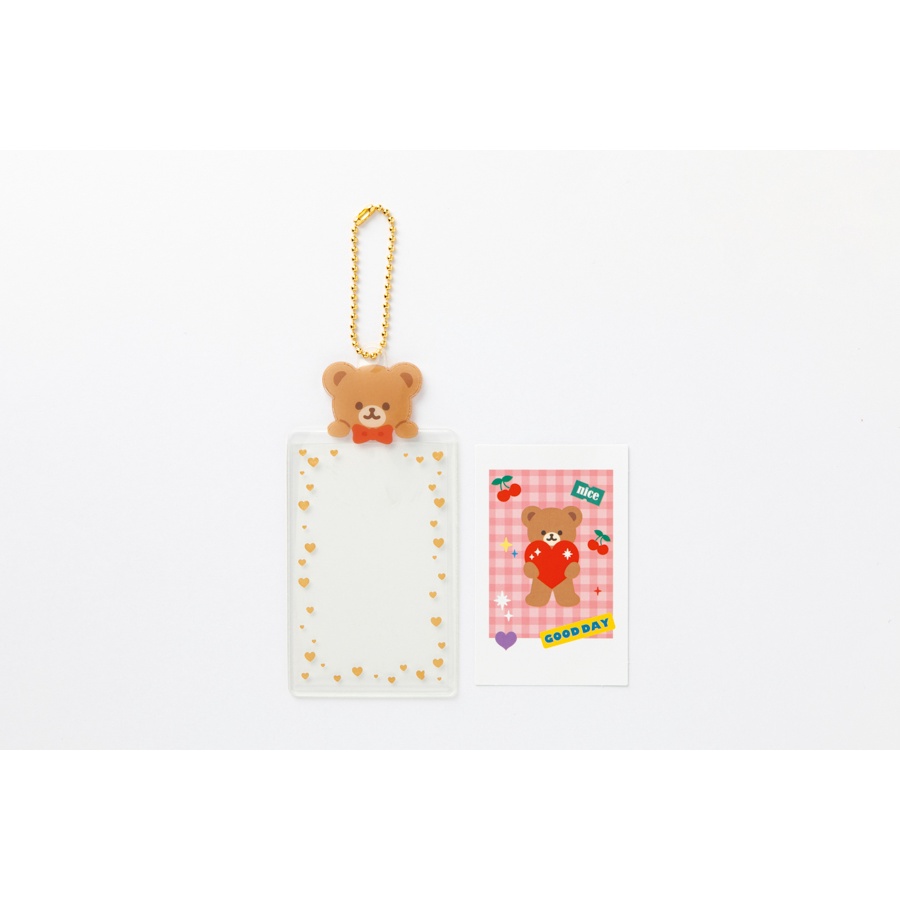 Toploader Decor ARTBOX Hàn Quốc Móc Khóa Bọc Card Đựng Ảnh Trang Trí Photocard Polaroid In Hình Gấu Teddy Trái Tim