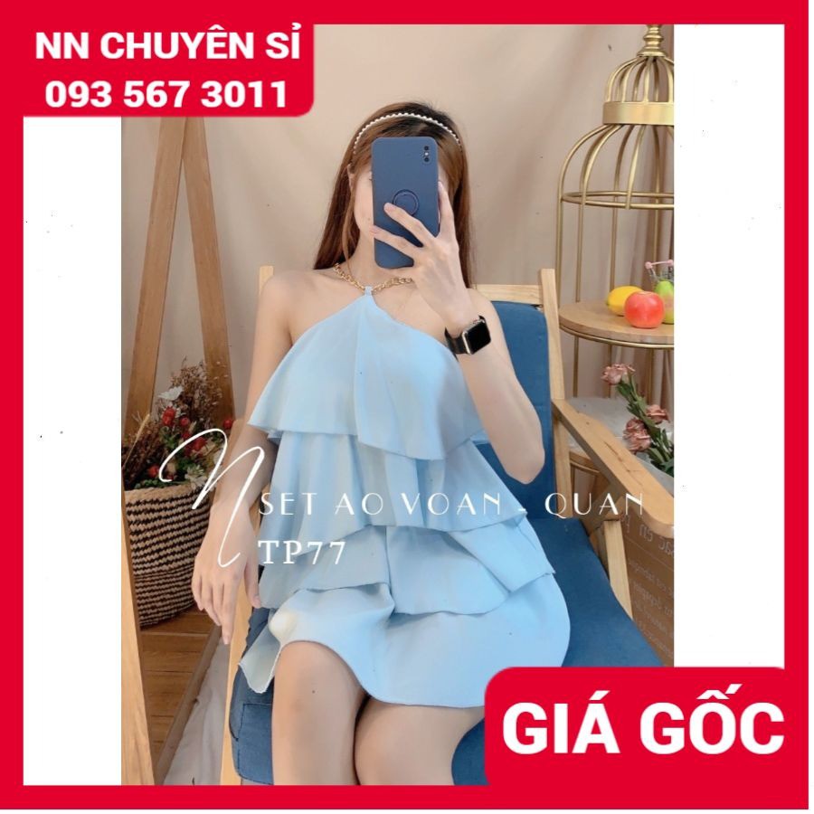 HÀNG ĐẸP - SET VOAN TẦNG PHỐI XÍCH TP77⚡ẢNH THẬT ⚡ SET ÁO VOAN KÈM QUẦN