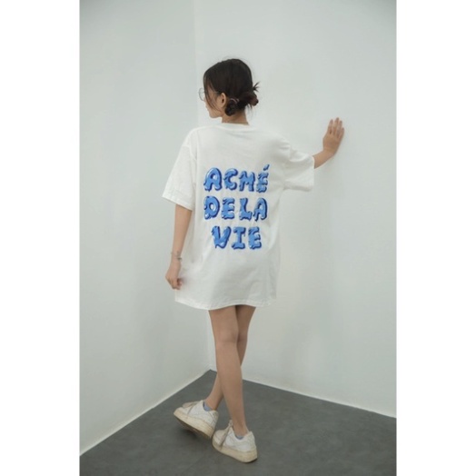 Áo thun tay lỡ ADLV Cream MABUSHOP , Áo thun unisex nam nữ form rộng oversize chất liệu Cotton