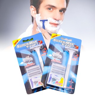 Combo 2 dao cạo râu Super Max 3 lưỡi tặng lưỡi dao
