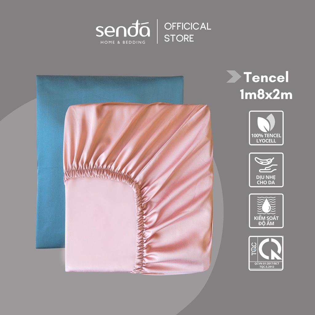 Ga giường 1m8 Lụa TENCEL cao cấp trơn màu bo thun, drap trải nệm 1m8x2m mát lạnh - Sen Đá Home Bedding | BigBuy360 - bigbuy360.vn