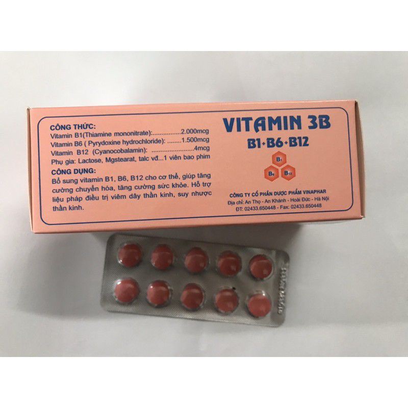 VITAMIN 3B - B1 - B6 - B12 - Hộp 100 viên
