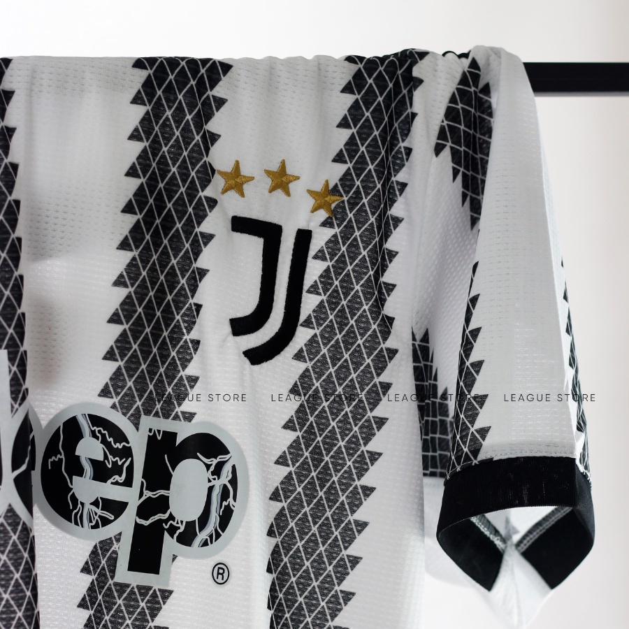 Bộ quần áo thể thao nam Juventus 22/23 sân nhà - set quần áo đá bóng nam nữ màu trắng đen ngắn tay form âu Leaguestore