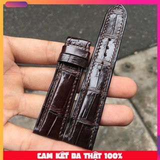 Dây đồng hồ da cá sấu nhập may handmade( nâu đậm)